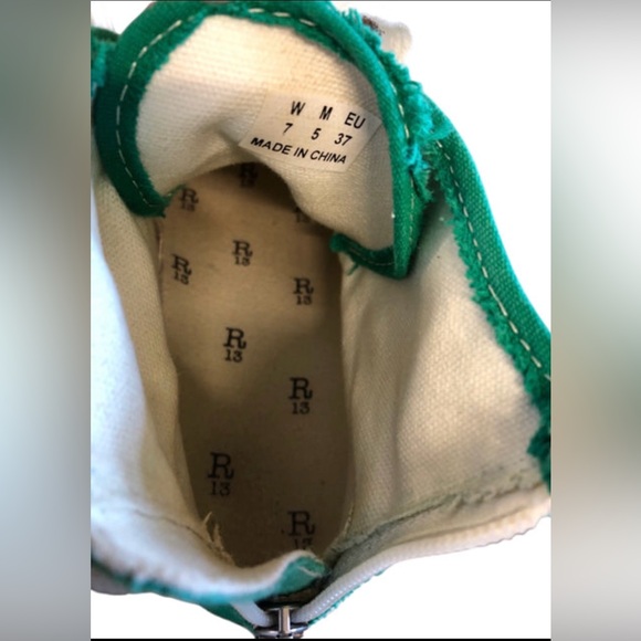 R13 Kurt Green Platform High Top Canvas Lace Up Sneakers size 7 - Picture 6 of 6